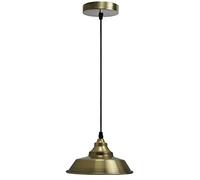DC VOLTAGE Single Head Pendant Light 22cm Green Brass Finish E27 Metal Lighting Adjustable Modern Retro Style Ceiling Light Shade for Home Office Cafe Bistro and Restaurant