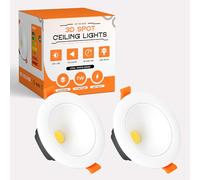 DC VOLTAGE Spot Lights Ultra Slim, 7W 90lm LED Downlights, Cool White 6500K LED Recessed Ceiling Lights, Non-Dimmable IP44 Waterproof Bathroom Spotlights, Cutout Ø90-100mm, 2 Pack