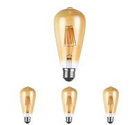 DC VOLTAGE ST64 E27 Screw 8W Vintage Style LED Filament Dimmable E27 Unique Designer Style Amber Squirrel Cage Steampunk Light Bulb (Pack of 4)