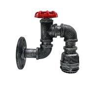 DC VOLTAGE Steampunk Industrial Pipe Wall Light E27 Brushed Silver 17cm Vintage Water Pipe Wall Sconce Retro Metal Wall Mounted Lamp for Living Room Kitchen Bar Café