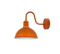 DC VOLTAGE Swan Neck Wall Light - Retro Industrial Style Metal Wall Sconce with Curved Arm, Red Finish, 210mm Diameter Shade, 100mm Height - Ideal for Bedrooms (Orange)