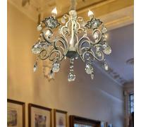 DC VOLTAGE Traditional White 5 Way Candle Light Chandeliers Fitting with Crystal Droplets