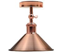 DC Voltage Vintage 180 Degree Adjustable semi Flush Mount E27 Base with Bulb Socket Metal Unique Cone Shape Ceiling Mounted Light Fitting for Home
