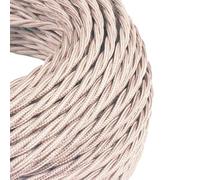 DC VOLTAGE Vintage 3 Core Electrical Cable 5 Meters / 16.4FT Light Pink Braided Cable, Flex Fabric Twisted Electrical Wire Cord for DIY Lamps Industrial Pendant Lighting Appliances (Light Peach)