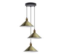 DC VOLTAGE Vintage 3 Head Pendant Lighting with 22cm Cone Shade E27 Base 95cm Adjustable Ceiling Hanging Light Fixture for Kitchen Dining Room Bedroom Hallway