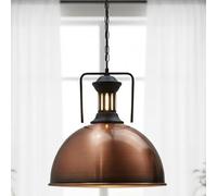 DC VOLTAGE Vintage Barn Pendant Light 30cm Copper Dome Ceiling Hanging Lamp with Adjustable Chain E27 for Restaurant, Bar, Coffee Shop, Kitchen