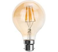 DC VOLTAGE Vintage Bayonet LED Bulb, G80 4W Dimmable LED Filament B22 Globe Warm White 2700K Amber Glass 450lmn, Retro Style Old Fashioned Energy Saving Bulb for Lighting Decorative - Pack of 1