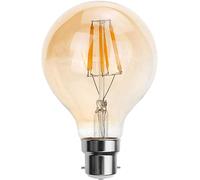 DC VOLTAGE Vintage Bayonet LED Bulb, G80 4W Dimmable LED Filament B22 Globe,Warm White 2700K Amber Glass 450lmn, Retro Style Old Fashioned Lighting Decorative Bulb Energy Class A+ - Pack of 1