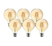 DC VOLTAGE Vintage Bayonet LED Bulb, G80 4W LED Filament Dimmable B22 Warm White 2700K Amber Glass, Retro Old Fashioned Decorative Bulb, 220V 90% Energy Saving,Pack of 6