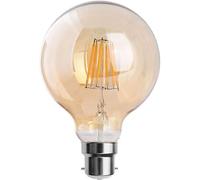 DC VOLTAGE Vintage Bayonet LED Bulb, G95 8W Edison Globe B22 Dimmable LED Filament Warm White 2700K Amber Glass Retro Style Old Fashioned Lighting Decorative Energy Saving Bulb - Pack of 1