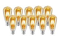 DC VOLTAGE Vintage Bayonet LED Bulb, ST64 8W(60W Equivalent) Light Bulb B22 LED Bulb, 2700K Warm White Led Filament Bulbs, Antique Style Squirrel Cage Retro Amber Glass Lamp