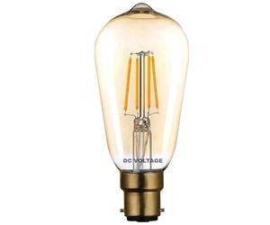 DC VOLTAGE ,Vintage Beyonet LED Bulb, Edison ST64 B22 4W(40 Watt Equivalent) Dimmable LED Filament, Amber Glass 2700K Warm White 450LM Bulb, Retro Style Squirrel Cage Lamp,2 Pack [Energy Class A]