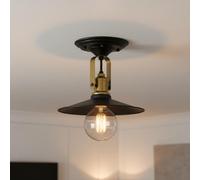 DC VOLTAGE Vintage Black Ceiling Light Fitting with Adjustable Swivel Lamphead 22cm Metal Shade E27 Holder Semi Flush Mount Fixture for Bedroom Hallway Kitchen & Entrance Lighting