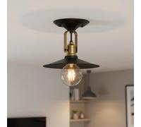 DC VOLTAGE Vintage Black Ceiling Light Fixture Adjustable Swivel Lamp Head 22cm Metal Shade E27 Holder Industrial Semi Flush Mount Ceiling Lamp for Bedroom Hallway Kitchen LED Compatible
