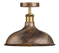 DC VOLTAGE Vintage Brushed Copper Rustic 36cm Semi Flush Mount Ceiling Pendant Metal Lamp Shade Industrial Light Fitting for Bedroom Living Room Bar Lounge