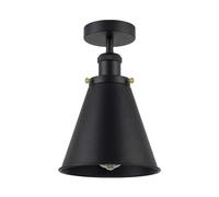 DC VOLTAGE Vintage Ceiling Light Semi Flush Mount Industrial Metal 18cm Black E27 Holder Lamp Shade for Living Room Kitchen Bedroom Hallway Corridor Restaurant (Type 2)
