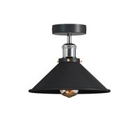 DC VOLTAGE Vintage Ceiling Light Semi Flush Mount Industrial Metal 22cm Black Inner White E27 Holder Lamp Shade for Living Room Kitchen Bedroom Hallway Corridor Restaurant
