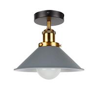DC VOLTAGE Vintage Ceiling Light Semi Flush Mount Industrial Metal 22cm Grey E27 Holder Lamp Shade for Living Room Kitchen Bedroom Hallway Corridor Restaurant