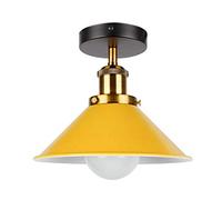 DC VOLTAGE Vintage Ceiling Light Semi Flush Mount Industrial Metal 22cm Yellow E27 Holder Lamp Shade for Living Room Kitchen Bedroom Hallway Corridor Restaurant