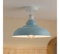 DC VOLTAGE Vintage Ceiling Light Semi Flush Mount with E27 Base 32cm Metal Lampshade Easy Fit Ceiling Light Fixture Fitting for Bedroom Kitchen Hallway Dining Room (Light Blue)