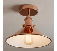 DC VOLTAGE Vintage Ceiling Lighting Fixtures E27 Base 22cm Rose Gold Cone Shade Industrial Semi Flush Mount Indoor Ceiling Lamp for Living Room,Hallway,Balcony Without Bulb