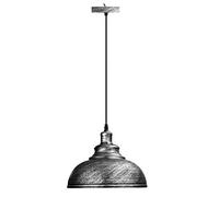 DC VOLTAGE Vintage Ceiling Pendant Light Fittings, Industrial Metal E27 Base 29cm Brushed Silver Easy Fit Light Shade with 95cm Adjustable Cable for Bedroom Living Room Kitchen