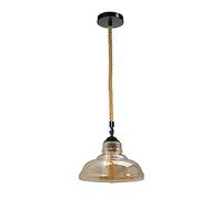 DC VOLTAGE Vintage Ceiling Pendant Light Hemp Rope with Glass Shade Hanging Light E27 Lamp Holder Suspension Ceiling Light Dining Hall Bar Restaurant Cafe Lighting (Bowl)