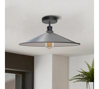 DC VOLTAGE Vintage E27 Flush Mounted Ceiling Light 40cm Grey Lampshade Easy to Fit Premium Quality Anti Rust Durable Metal Ceiling Lighting Fixtures for Kitchen, Livingroom, Bedroom EPC A+