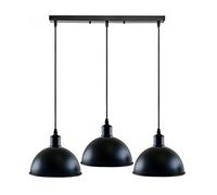 DC VOLTAGE Vintage Industrial 3Head Ceiling Pendant Light Black Hanging Light Metal Dome Shape Shade Indoor Light Fitting for Hotel, Restaurants, Bar, Dining Room (Style 4)