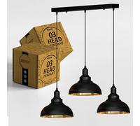 DC VOLTAGE Vintage Industrial 3Head Ceiling Pendant Light Black Hanging Light Metal Dome Shape Shade Indoor Light Fitting for Hotel, Restaurants, Bar, Dining Room (Style 1)