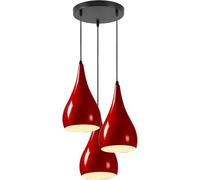 DC VOLTAGE Vintage Industrial 3Head Ceiling Pendant Light Hanging Light Metal Shade Indoor Light Fitting for Hotel, Restaurants, Bar, Dining Room (Red)