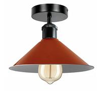 DC VOLTAGE Vintage Industrial Cone Shape Ceiling Light for Bedroom Conservatory Dining Room and Living Room (with Bulb, Orange)