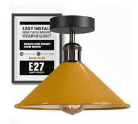 DC VOLTAGE Vintage Industrial Cone Shape Ceiling Light for Bedroom Conservatory Dining Room and Living Room (with Bulb, Yellow)