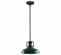 DC VOLTAGE Vintage Industrial Metal Ceiling Pendant Light, 32cm Bowl Shade, E27 Adjustable Chain, Dimmable Blub Green - Easy Fit for Kitchen Island, Dining Room, Bedroom, Bar, Hallway