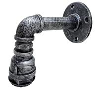 DC VOLTAGE Vintage Industrial Wall Light Steampunk Pipe Wall Sconce E27 Metal Lamp - Retro Rustic Loft Lighting for Bedroom Living Room Kitchen Bar Café (Brushed Silver)