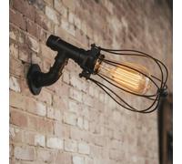DC VOLTAGE Vintage Industrial Wall Sconce Metal Rustic Wire Cage E27 Black Wall Lamp Retro Wall Light Fixture for Bedroom, Living Room, Hallway, Restaurant, Bar Décor, Indoor Home Lighting
