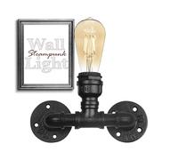 DC VOLTAGE Vintage Industrial Water Pipe Wall Light Fixtures Creative Metal Steampunk Pipe Retro Wall Lamp E27 60W Max for Bedroom Kitchen Cafe Hotel Bar Pub Farmhouse (Black 1 Way)