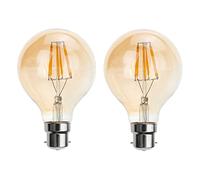 DC VOLTAGE Vintage LED Bayonet Bulb, BC G95 8W B22 Dimmable LED Filament 2700K Warm White Amber Glass 800LM Globe Bulb, Old Fashioned Retro Style Decorative Energy Saving - 220V Pack of 2