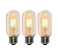 DC VOLTAGE Vintage LED E27 Edison Screw Bulb, T45 4W LED Filament Dimmable Bulbs 40W Equivalent, Antique Retro Decorative Tubular Light Bulbs Warm White 2700K, Pack of 3 [Energy Class A]