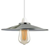 DC VOLTAGE Vintage Metal Retro Style Flat 22cm Easy Fit Pendant Lamp Shade for Living Rooms, bedrooms, Kitchen Dining Room, Cafe, and Restaurant (Satin Nickel)