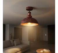 DC VOLTAGE Vintage Retro Industrial Semi Flush Mount Ceiling Light LED Lamp Fixture Kitchen Light Ceiling Metal Large Rustic 29cm Shade Pendant Lampshade Fitting for Bedroom Farmhouse