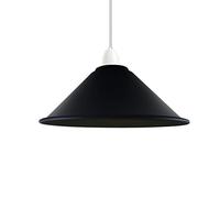DC VOLTAGE Vintage Retro Light Shade, Metal Cone Lampshade, Easy Fit Industrial 22cm Lamp Shade, 4cm E27 Pendant Hole for Kitchen, Living Room, Hallway (Black Inner Black)