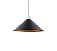 DC VOLTAGE Vintage Retro Light Shade, Metal Cone Lampshade, Easy Fit Industrial 22cm Lamp Shade, 4cm E27 Pendant Hole for Kitchen, Living Room, Hallway (Black and Gold)