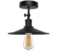 DC VOLTAGE Vintage Semi Flush Mount 180 Degree Adjustable E27 Base Industrial Metal Black Cone Shape Lamp Shade Ceiling Mount Lighting for Living Room Kitchen EPC