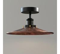 DC VOLTAGE Vintage Semi Flush Mount Ceiling Light 22cm Rustic Red Metal Lampshade E27 Base Industrial Ceiling Lighting Fixture for Kitchen Hallway Living Room Bedroom
