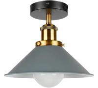 DC VOLTAGE Vintage Semi Flush Mount Ceiling Light Grey 22cm Ceiling Metal Pendant Industrial Lamp Shade Light Fitting E27 Base for Kitchen Livingroom Hallway Bedroom (Grey)