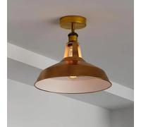 DC VOLTAGE Vintage Semi Flush Mount Ceiling Light with 30cmYellow Brass Metal Lampshade E27 Lamp Socket Light Fitting for Kitchen Living Room Bedroom with EPC Bulb Easy Fit Anti Rust Durable Metal