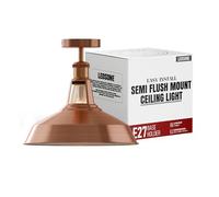DC VOLTAGE Vintage Semi Flush Mount Ceiling Light with E27 Base 30cm Copper Metal Lamp Shade Lighting Fixtures for Farmhouse Kitchen Bedroom