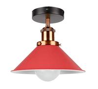 DC VOLTAGE Vintage Semi Flush Mount Lighting Fixture E27 Base Holder 22cm Cone Lamp Shade Red Industrial Ceiling Light for Kitchen, Living Room, Bedroom, Hallway with Bulb
