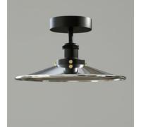 DC VOLTAGE Vintage Semi-Flush Mount Lighting Fixture E27 Base Lamp Holder with 22cm Chrome Metal Lampshade Easy Fit Industrial Chandeliers LED Ceiling Light for Kitchen, Living Room, Hallway EPC A+